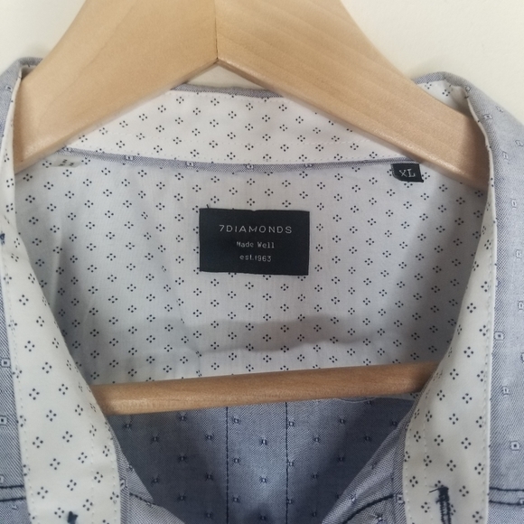 7 DIAMONDS Long Sleeve Button Down Shirt with Contrasting Cuffs - Picture 2 of 10